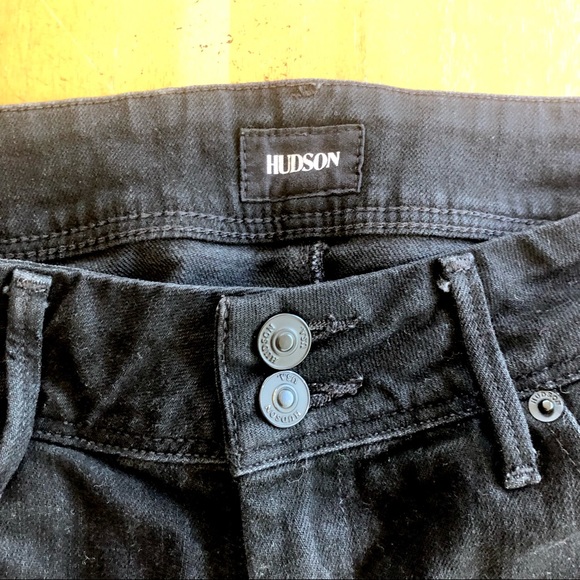 Hudson Black Skinny Jeans Size 25 Collin Flap Premium Denim EUC Designer Rare - Picture 5 of 9